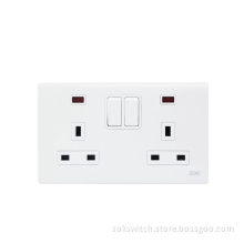 Double Pole Switch Socket Outlets 2Gang power outlet